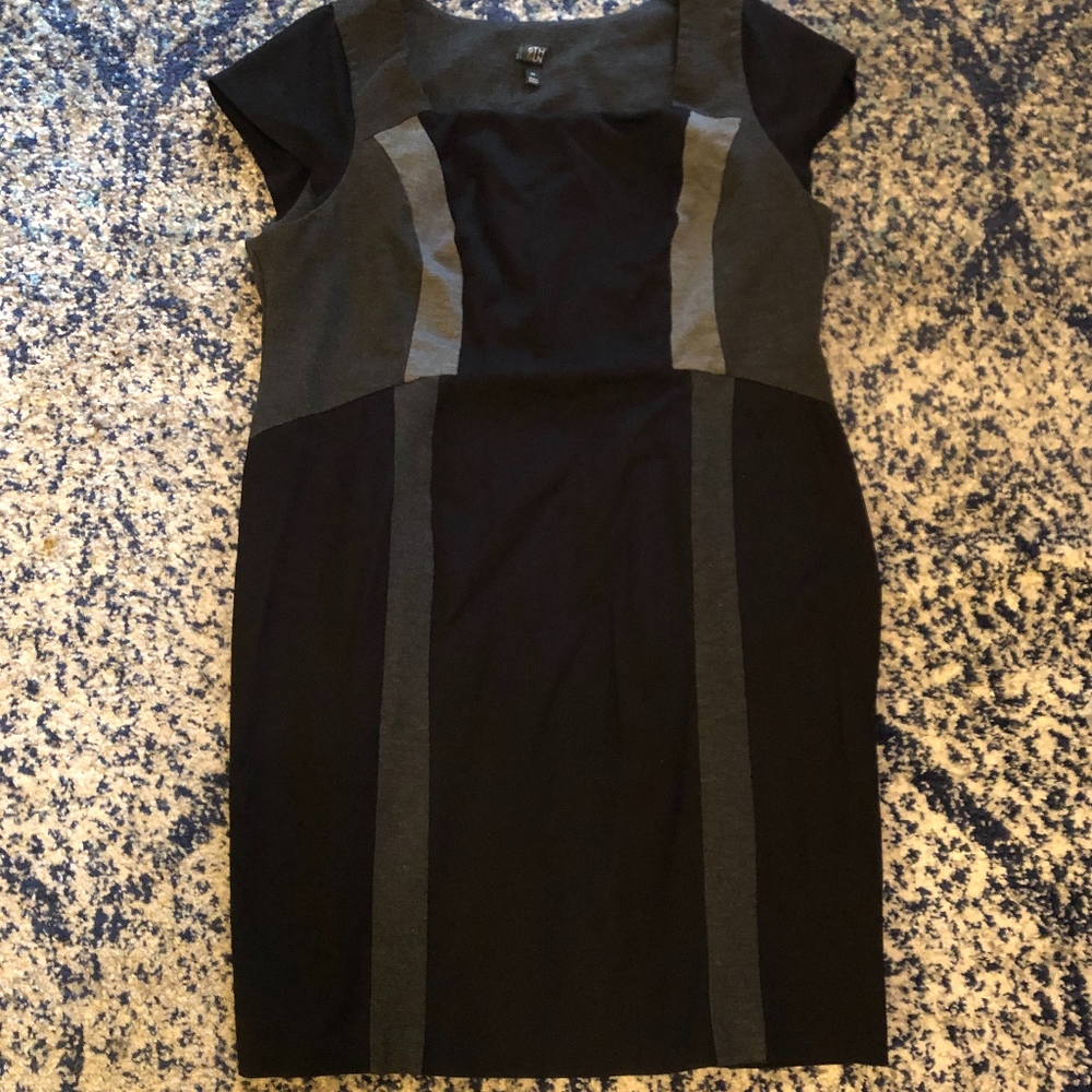 Color Block Short Sleeve Work Dress
